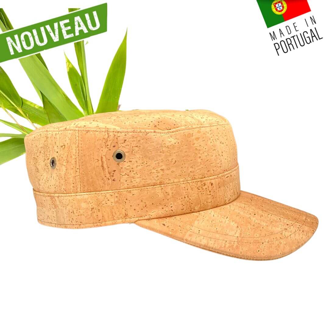 casquette liege vegan - casquette en liege militaire - casquette militaire - casquette fidel castro - casquette vegan en liège - casquette homme liege - casquette été légèreère - casquette naturelle en liège - casquette originale - protection soleil été - couvre chef en liège - képi liège - casquette bidas - casquette armée liege