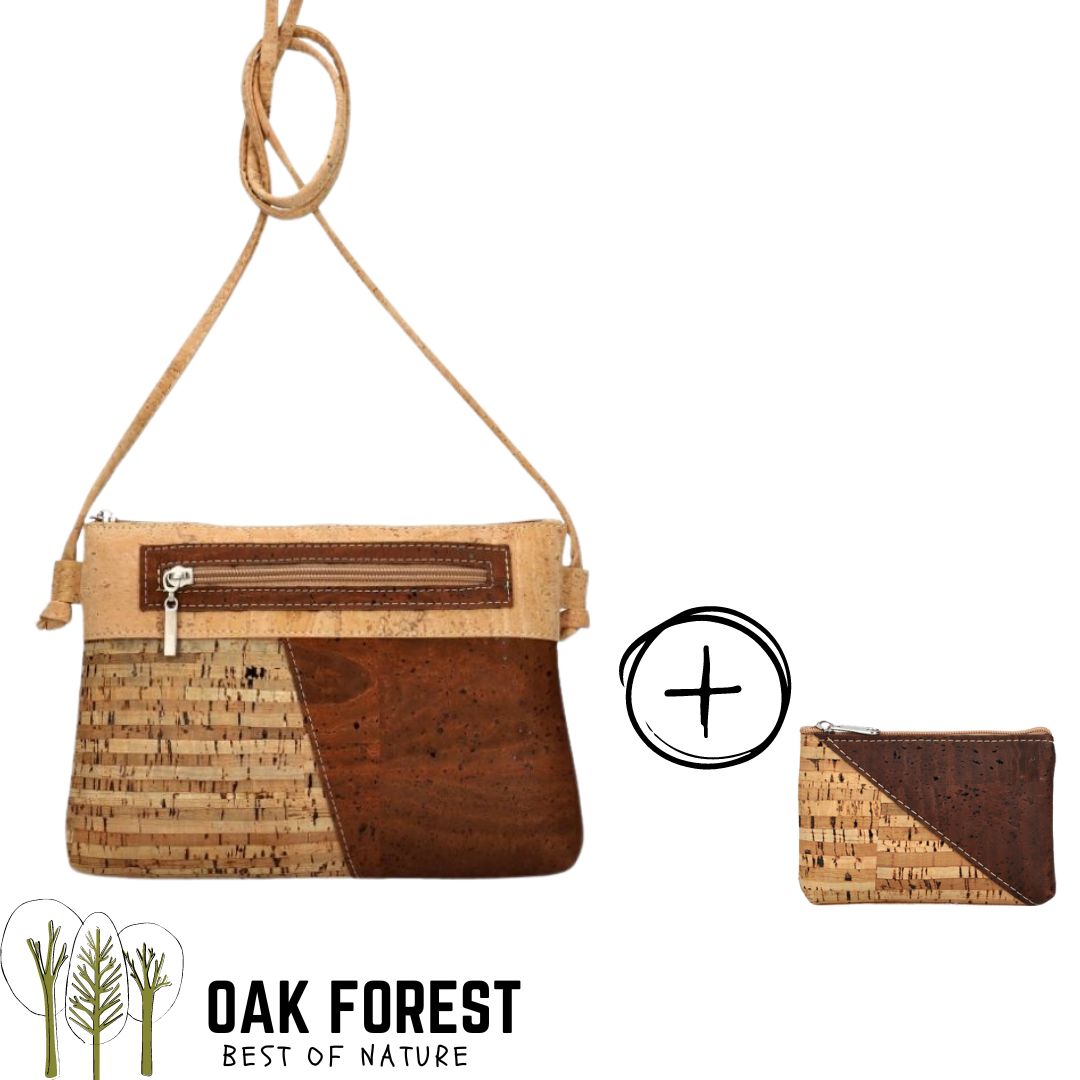 Handcrafted cork shoulder bag "Duo"