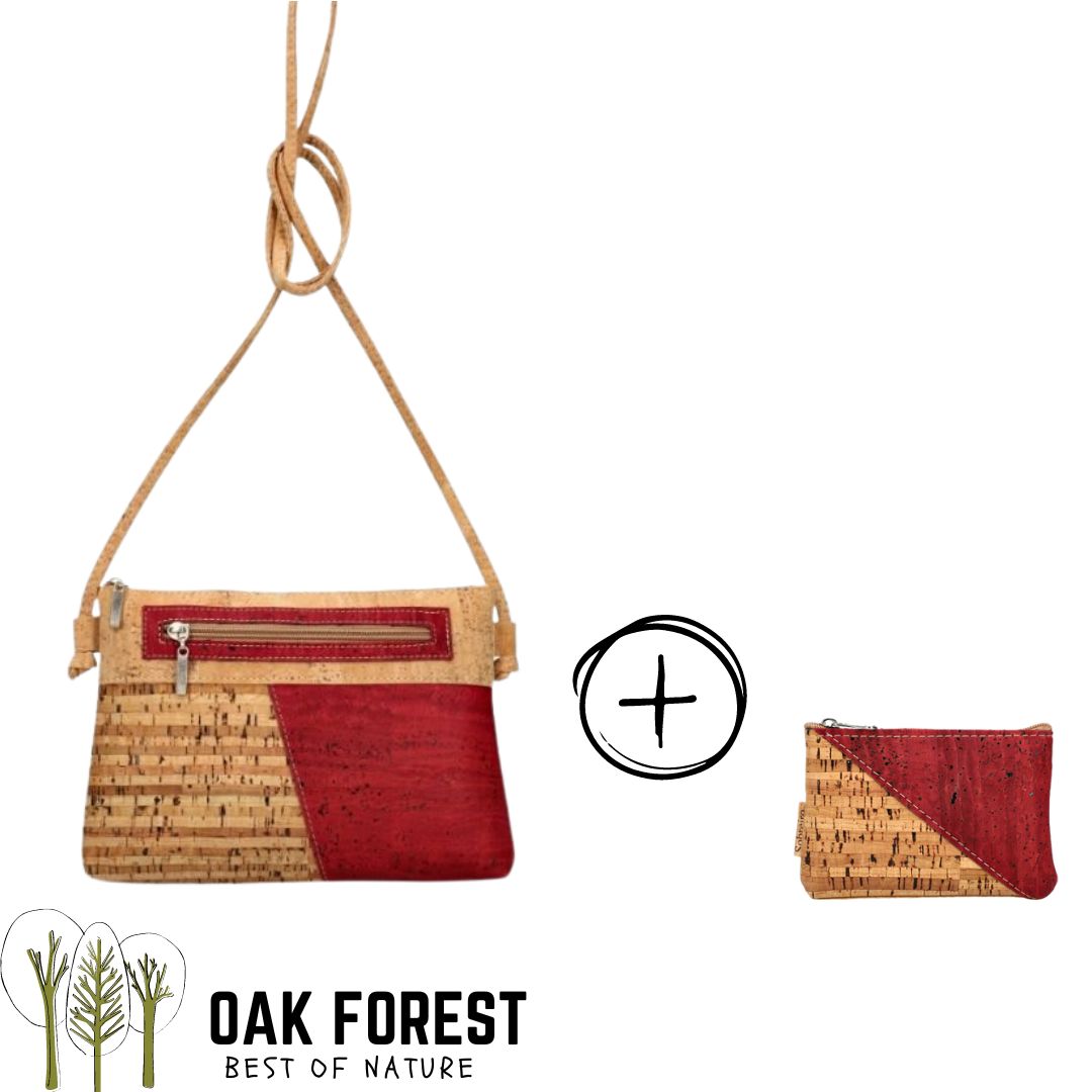 Handcrafted cork shoulder bag "Duo"