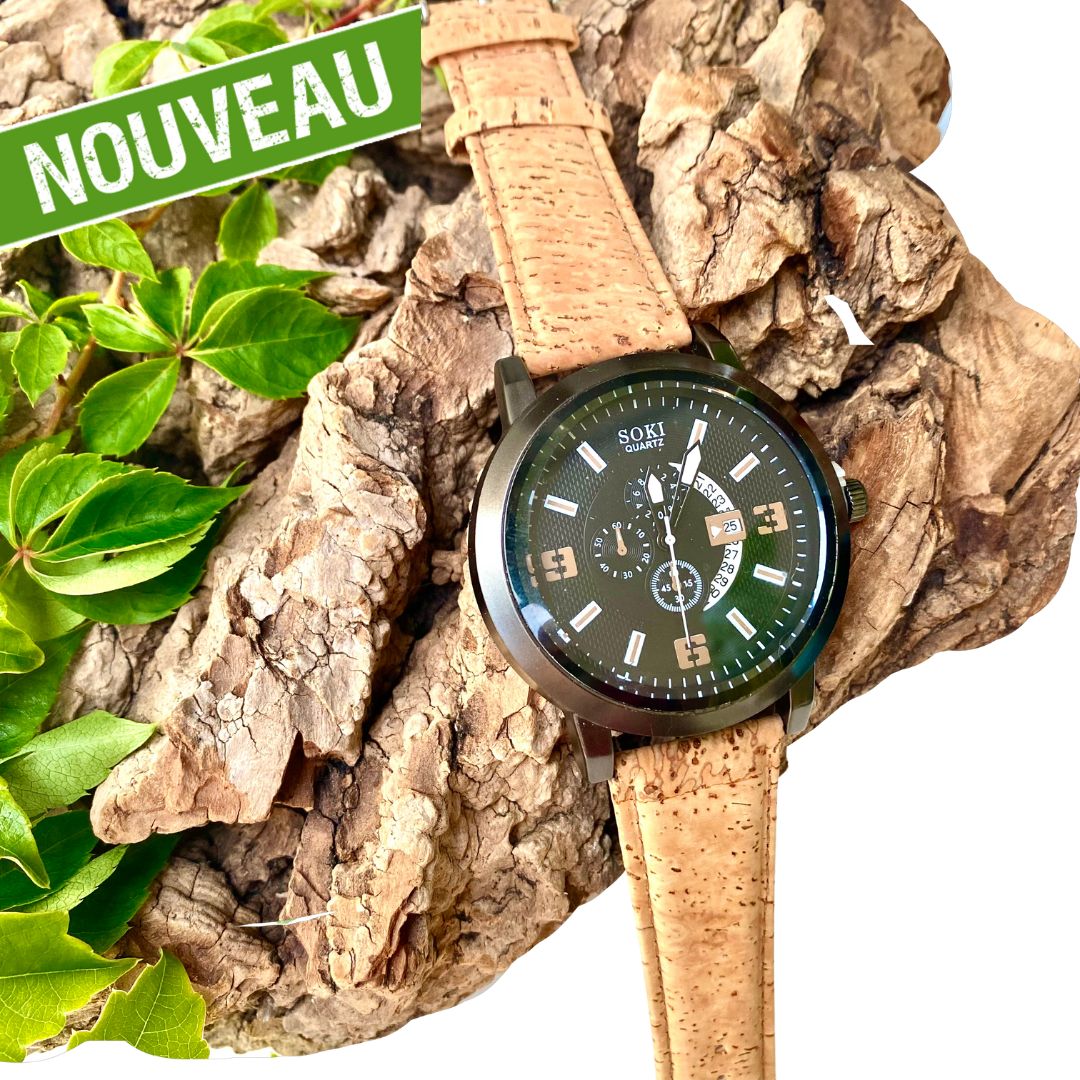 montre liege portugal - montre homme vegan - montre liege homme - montre liege femme - montre femme vegan - montre acajou vegan - montre en bois femme - montre en bois homme - montre en bois mixte - notre cuir végétal - montre made in portugal