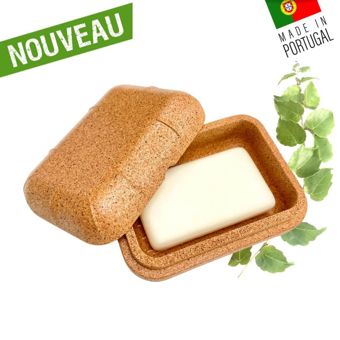 porte savon en liège vegan - boite à savon - boite savon voyage - boite savon ecoresponsable - porte savon naturel - porte savon recyclé - rangement savon - boite transport savon - boite savon salle de sport - boite en liège portugal - accessoire salle de bain naturel