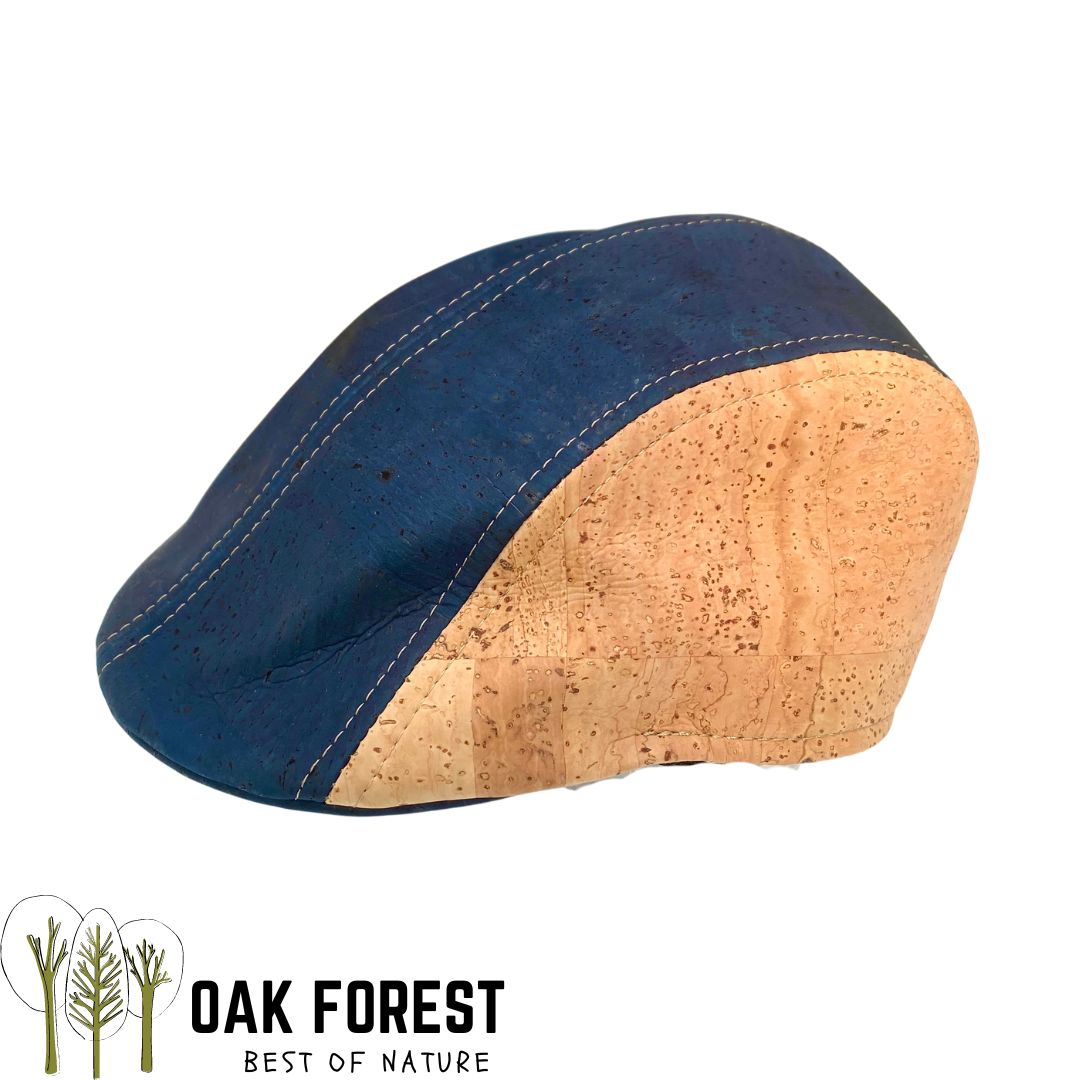 Beret hat in two-tone natural cork Navy Blue