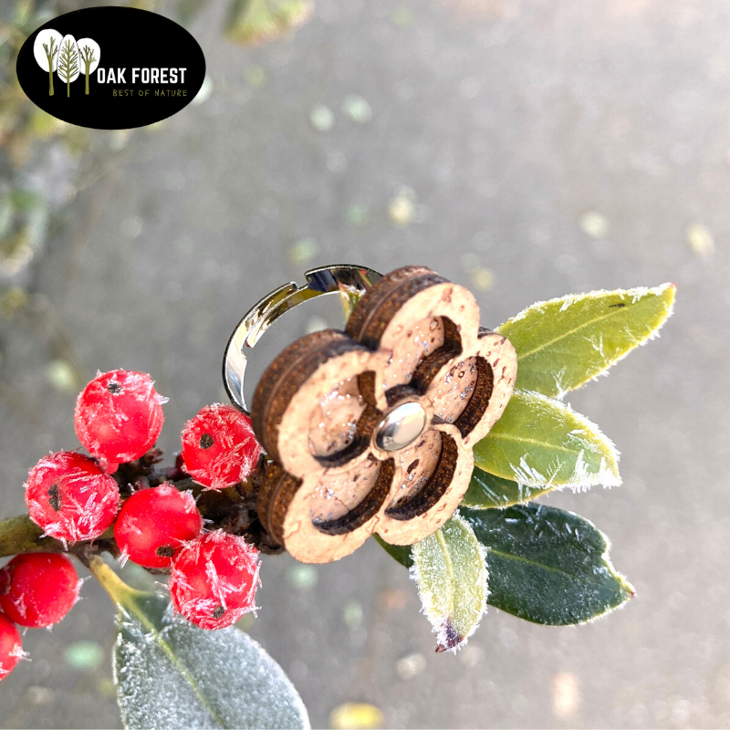 bague en liège - bague en liege - bague fantaisie - bague femme - bague vegan - bague naturelle - bague fleur - bague flower - ring flower - bague pas cher - bague marguerite