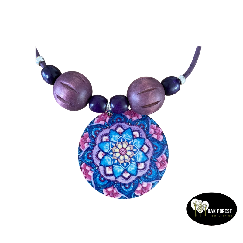 Collier en liège artisanal "Hippie Violet"