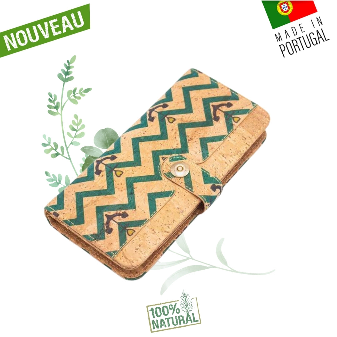 portefeuille liège portugal - portefeuille en liège femme - portefeuille vegan en liège - portefeuille vegan grand format - portefeuille ancre marine - idée cadeau