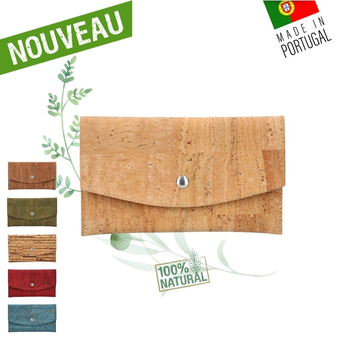 portefeuille vegan liege - pochette vegan liege - pochette portefeuille - portefeuille femme vegan - portefeuille homme vegan - pochette cuir végétal 